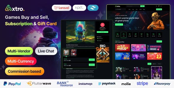 Axtro v2.1.0 - Games Buy and Sell, Subscription & Gift Card Laravel Script
