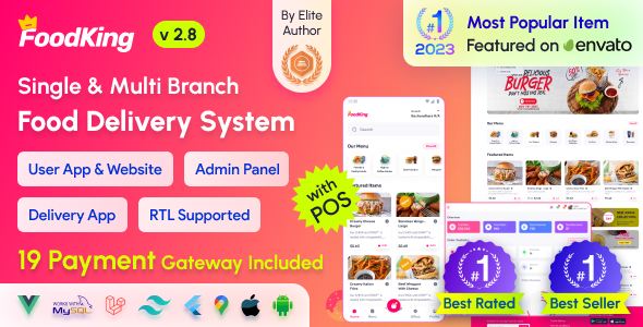 FoodKing v3.1 – Restaurant Food Delivery System with Admin Panel & Delivery Man App | Restaurant POS Nulled