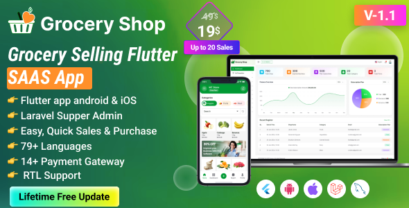 Grocery Shop v1.1 – Grocery Selling Flutter App with Admin panel SAAS Nulled