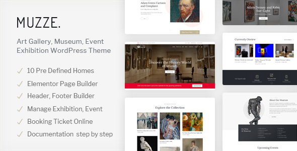Muzze v1.6.7 – Museum Art Gallery Exhibition WordPress Theme