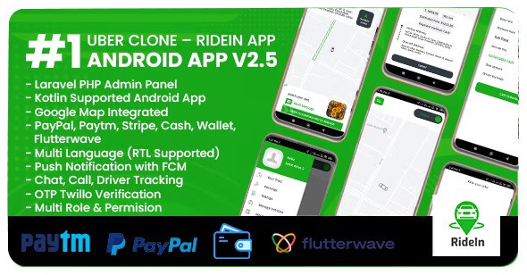 RideIn Taxi App v3.7 – Android Taxi Booking App With Admin Panel