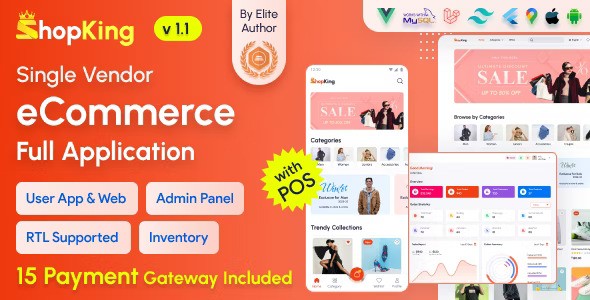 ShopKing v2.0 – eCommerce App with Laravel Website & Admin Panel with POS | Inventory Management Nulled