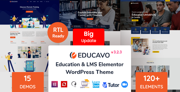 Educavo v3.2.3 – Online Courses & Education WordPress Theme Nulled