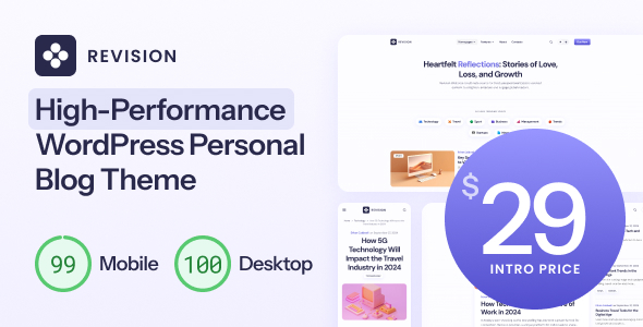 Revision v1.0.4 – Optimized Personal Blog WordPress Theme Nulled