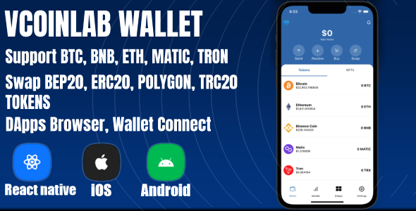 VCoinLab v1.0 – Best Crypto Wallet React Native Template