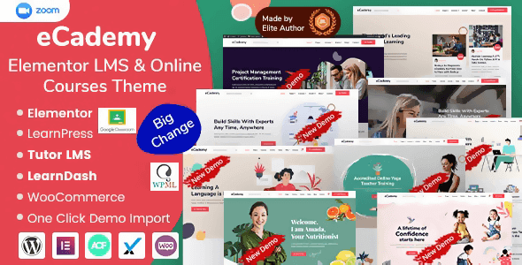 eCademy v7.0 – Elementor LMS & Online Courses Theme Nulled