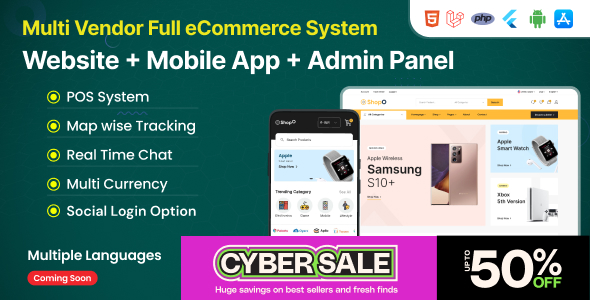 Shopo eCommerce v6.0.0 – Multivendor eCommerce Flutter App with Admin Panel, Website & PWA