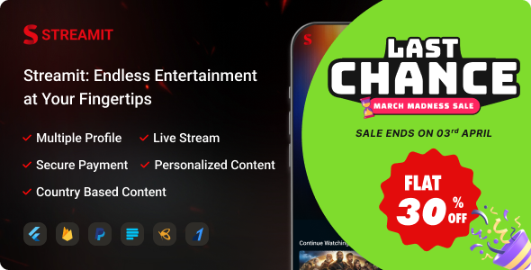 Streamit – OTT Streaming Flutter App (Add-on) v1.1.6 - Streamit Addon