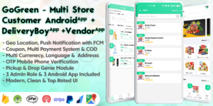 GoGreen v2.1 – Food, Grocery, Pharmacy Multi Store(Vendor) Android App with Interactive Admin Panel