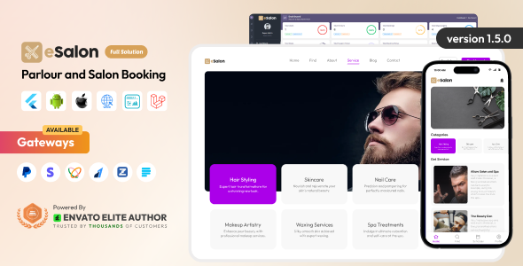 eSalon v1.6.0 – Parlour and Salon Booking Full Solution Nulled