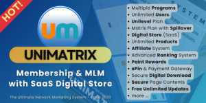 UniMatrix v5.9.2 – Membership and MLM Script with SaaS Digital Store