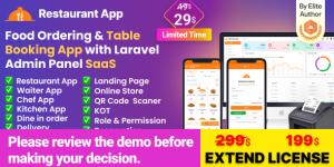 Restaurant App v3.4 - online Food Ordering Table Booking Restaurant App with Laravel Admin Panel SaaS